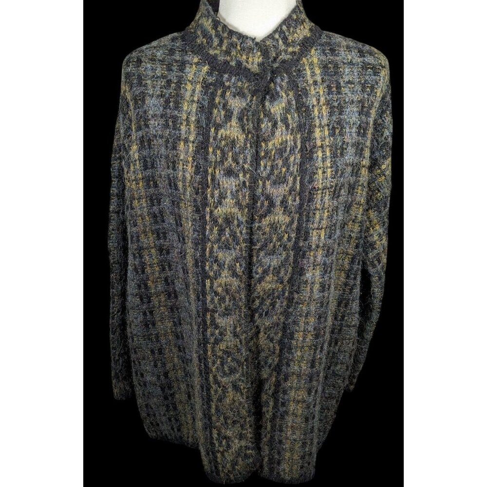 Vintage Lineamaglia Italian Alpaca Mohair Earth Tone Cardigan Size Large